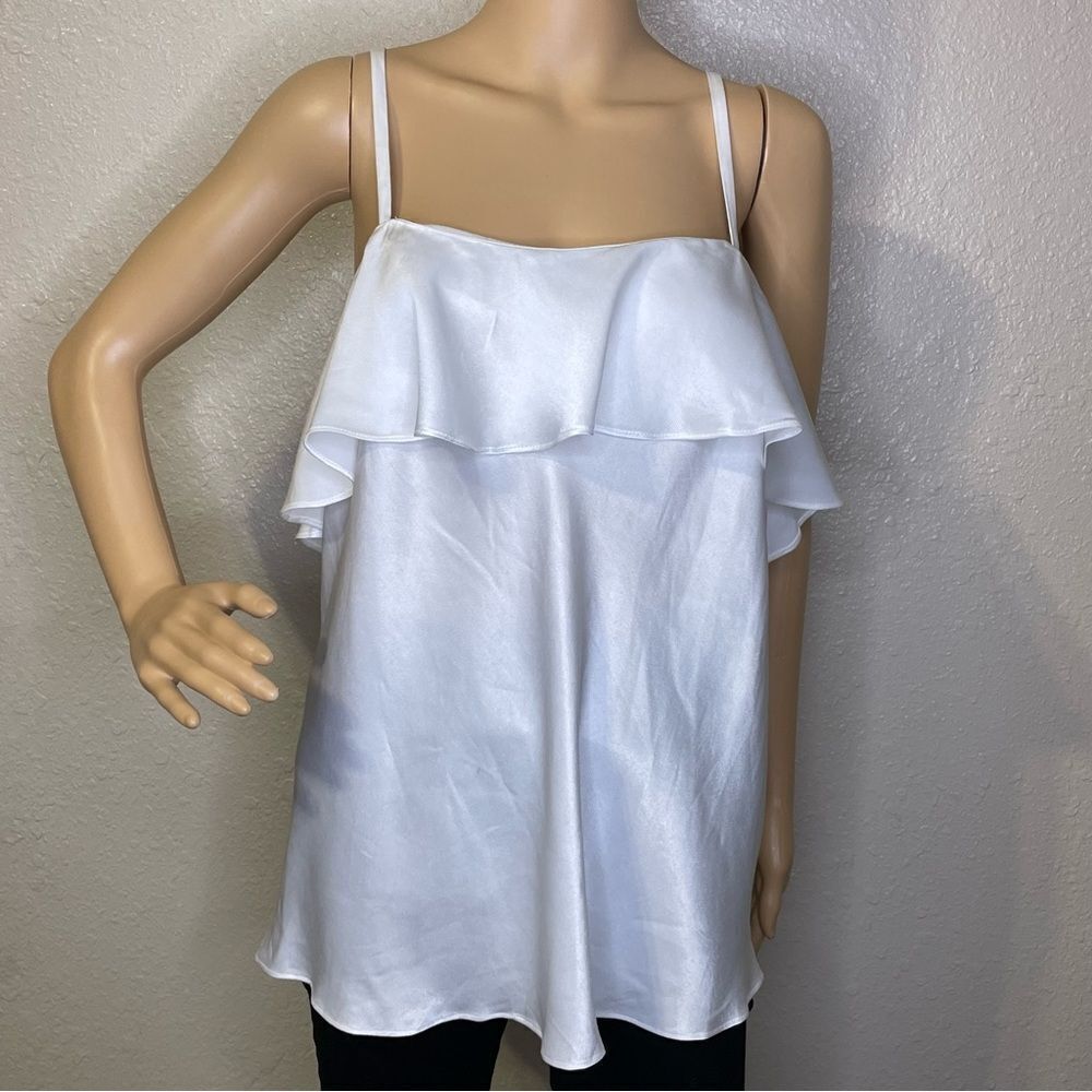 NWT A.B.S. By Allen Schwartz Tank Blouse CrissCross Straps in Back White Size 1X